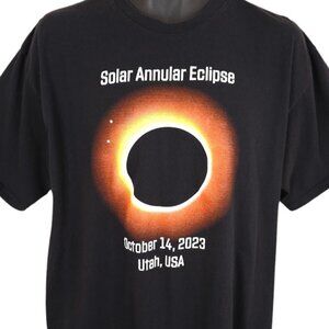 Solar Annular Eclipse T Shirt Mens Size XL Black 2023 Utah Sun Moon Ring Of Fire
